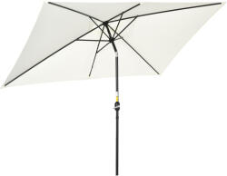 Outsunny Állítható Dőlésszögű Kerti Napernyő Tekerőkarral és 6 Bordával, 2x3 m, Krémfehér