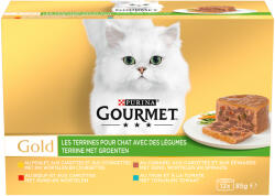 Gourmet 48x85g Gourmet Gold Terrine Zöldséggel nedves macskatáp 3+1 ingyen