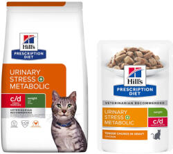 Hill's Prescription Diet 8kg+12x85g Hill's Prescription Diet száraztáp és hozzáillő nedvestáp ingyen! - c/d Urinary Stress + Metabolic csirke