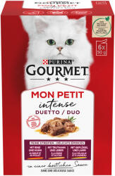 Gourmet 24x50g Gourmet Mon Petit marha, csirke nedves macskatáp 18+6 ingyen