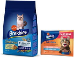 Affinity 3kg Brekkies Delicious hal száraz macskatáp+4x85g Brekkies Daily Delice lazac & tonhal nedves macskatáp ingyen