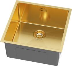 Ruvetti Stelio acél mosogató szifonnal 44x44 cm arany 5001S_PVD_GOLD50_P (5001SPVDGOLD50P)