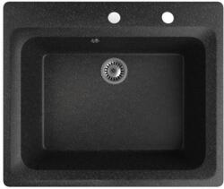 NERO Gránit Mosogató NERO Italia + Szifon Készlet Fekete