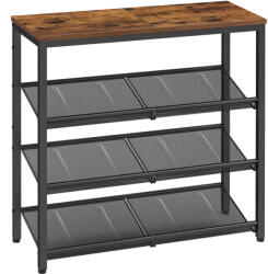 VASAGLE 4-szintes cipőtartó polc rusztikus barna és fekete ipari stílusban (EUZ-LBS040KD01)