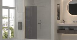 Erga Paris, Beépíthető zuhanykabin 130x200 cm, 8 mm-es szürke üveg, matt arany profil, ERG-V02-PARIS-130x200-GR-GB (ERG-V02-PARIS-130X200-GR-GB)