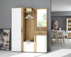 Wipmeb Előszoba bútor szett Artisan tölgy / fehér színkombinációban LED világítással - TRIO