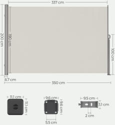 SONGMICS 200 x 350 cm Oldalsó Napellenző Teraszhoz és Erkélyhez Bézs GSA205E02 (EUZ-GSA205E02)