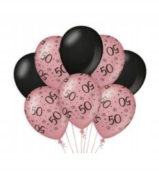  Lufik 50. születésnap rózsaszín-fekete 8 db party dekoráció jubileum 50