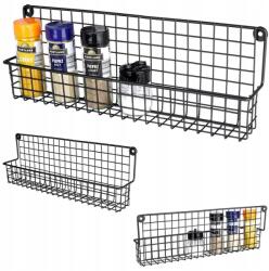 Vilde Fém konyhai polc fürdőszoba fali fekete fűszertartó kozmetikum (229058)