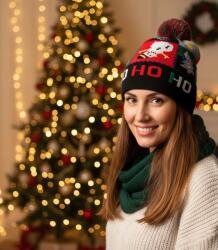 Agrafka Téli karácsonyi sapka pomponnal tökéletes ajándék (5902601728473)