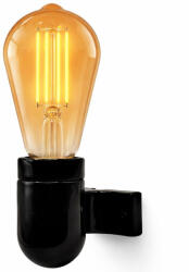 TechTrade Vintage Lighting E27 Fali Foglalat - Fekete Porcelán - Vintage Filament Izzóval | Ceramicon