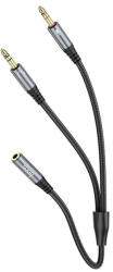 hoco. UPA21 AUX 2 az 1-ben kábel 3, 5 mm jack (anya → 2× apa), 0, 25 m - Metálszürke