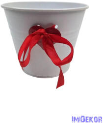  Fém szíves bádog vödör 13 cm - Fehér