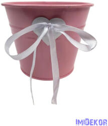  Fém szíves bádog vödör 13 cm - Rózsaszín