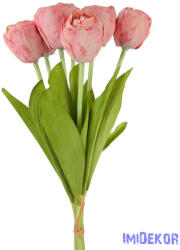  Szárított hatású tulipán 7 szálas köteg 43cm - Rózsaszín