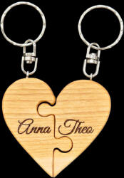 Fa-time Manufaktura Összeíllünk" Gravírozható páros szív kulcstartó (PSZVKT)