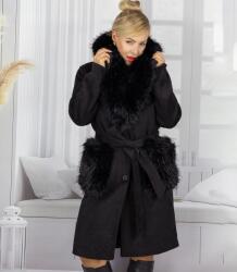 Agrafka Elegáns női kabát dekoratív szőrmével Crystal S (5902601722990)