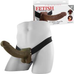  Унисекс пенис колан с тестиси, 24см. - Strap-On with Balls Brown (PIPE337429)