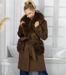 Agrafka Elegáns női kabát dekoratív szőrmével Crystal XL (5902601723072)