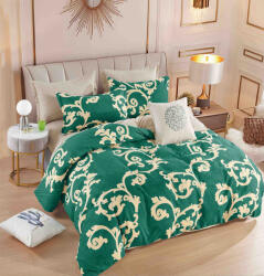 Jojo Home Lenjerie pat dublu, bumbac finet, 6 piese, cearceaf cu elastic, vernil cu motiv floral-A804 (A804) Lenjerie de pat