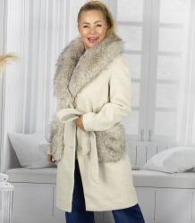 Agrafka Elegáns női kabát dekoratív szőrmével Crystal S (5902601723096)