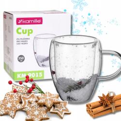 Kamille Pohár Kávéscsésze Karácsonyi Dupla Üveg 350ml Kamille (KM9015)