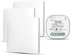 HomeVast Kit 3 intrerupatoare cinetice, HomeVast®, RF, 1 canal, alb + 1 receiver inteligent, cu protocol WiFi+RF, compatibil Tuya/Smart life, on/off (WHD03131P)