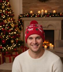 Agrafka Téli karácsonyi sapka pomponnal tökéletes ajándék (5902601728602)