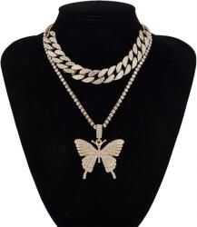  Kubai láncos nyaklánc pillangóval, hip-hop ékszer (B09MD6FYGD)