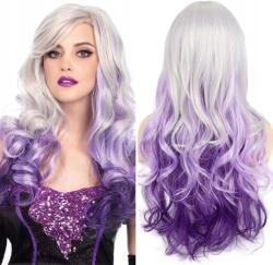  Szintetikus paróka hosszú hullámokkal, szürke és lila árnyalatokban (B0BLYFNRYX)