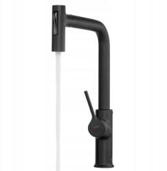 INVENA Farsala fekete konyhai csaptelep kihúzható zuhanyfejjel (BZ-40-L04)