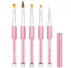 Lea -shall körömdíszítő ecset készlet 5 db-os, rózsaszín (LEA-041)