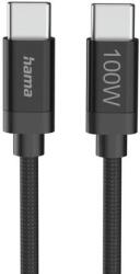 Hama Кабел за зареждане, "Fabric", USB-C - USB-C, 100 W, 3 m, Nylon, black (HAMA-201749) - megamag