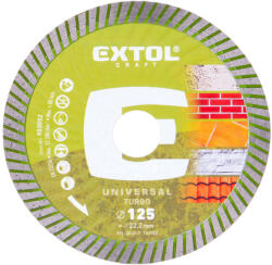 Extol vágókorong, vágótárcsa, Méret: 125mmx2, 0mmx22, 2mm, TURBO ipari gyémánt, beton, tégla, cserép, száraz vágásra (903052)