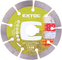 Extol vágókorong, vágótárcsa, Méter: 115mm1, 8mmx22, 2mm, szegmenses ipari gyémánt, tégla, cserép száraz vágásra (903031)