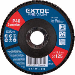 Extol lamellás csiszoló, Méret: 125×22mm; Szemcse: P40, kúpos, ALU, műanyag, fa munkadarabok csiszolására (8803472)