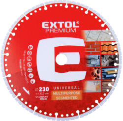 Extol vágókorong, vágótárcsa, Méter: 230mmx22, 2mm, MULTI szegmenses ipari gyémánt, csempe, fém száraz vágásra (8803004)