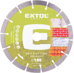 Extol vágókorong, vágótárcsa, Méter: 180mm2, 4mmx22, 2mm, szegmenses ipari gyémánt, tégla, cserép száraz vágásra (903034)