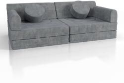 Juskys Canapea modulară copii, gri, perne mari, spumă PU, 150x75x50 (302203)