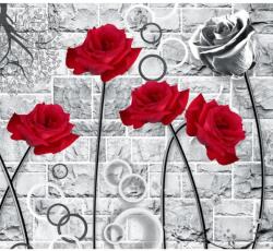 MÉDIA Öntapadós tapéta Piros és ezüst rózsák, 250 x 200 cm (FOTOTAP14384)