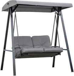 Outsunny Kerti Hinta Két Üléssel, Állítható Tetővel és Párnákkal, 144x117x173 cm, Sötétszürke