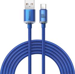 Baseus CAJY000503 Crystal Shine Series Cablu de Date USB - USB-C 100W 2m Albastru