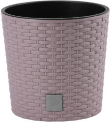 Prosperplast Rattan virágcserép, Prosperplast Rato Round 300, mokka, átmérő: 30 cm, magasság: 27 cm, betéttel, 15 / 15, 3 l, rattan hatású, kerek (TC255397)