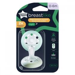 Tommee Tippee Tommee Tippee: Breast Like Anyamell formájú éjszakai fluoreszkáló cumi 2db-os szett (0-6 hó) (TTP43348420) - jatekshop