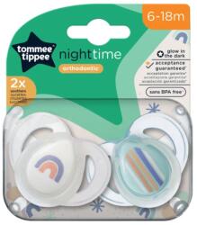 Tommee Tippee Tommee Tippee: Night Time 2 db-os fluoreszkáló ortodontikus cumi szett több változatban (6-18 hó) (TTP43336297)