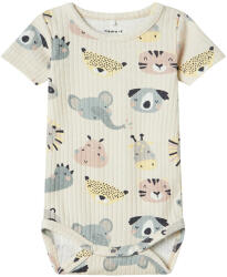 NAME IT Body bebe unisex, mânecă scurtă, crem cu animale, 50-80 crud (147818)