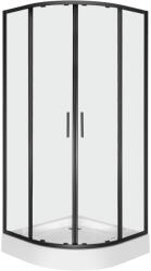 Kerra Solid RS 90 fekete íves duplaajtós zuhanykabin zuhanytálcával (SOLID-RS-90-BL-ALAN) - geminiduo