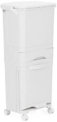Brius Cos gunoi colectare selectiva 3 compartimente pe roti 42l, 42x28x83 cm, design compact, alb (HA-1110) Cos de gunoi