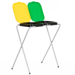 Brius Cos gunoi selectiv 2 compartimente cadru metalic capace pp, 68x42x75 cm, colectare selectiva, gri (HA-1107) Cos de gunoi