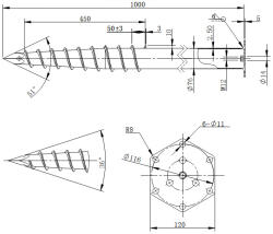 Drevotta DRT M 76X1000xM12 Talajcsavar